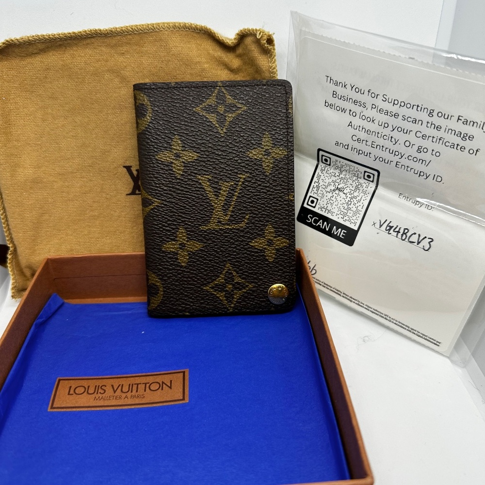 Louis Vuitton Monogram Porte Cartes Credit card case box, dust bag & coa